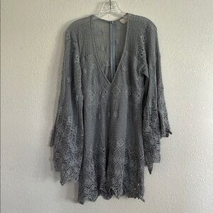 Jen’s Pirate Booty 
Gray Crochet V-Neck Tunic Dress